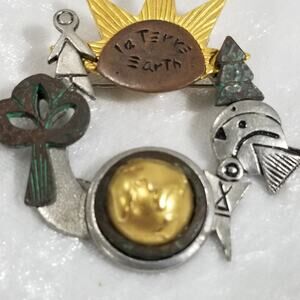 Latgerre earth LCI pin brooch vintage 2 1/2" x 1 1/2" 1.1439